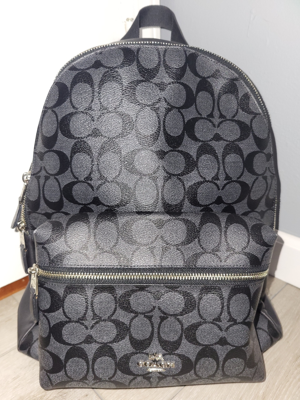 🐎 Coach Signature Jacquard Backpack in Black/Gray
